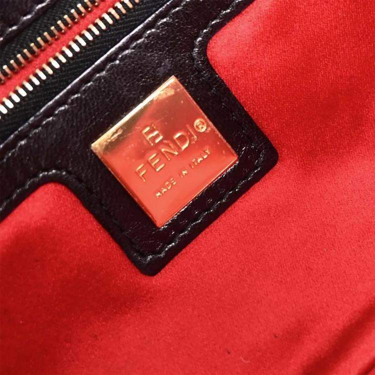 Pre Owned Fendi Black Suede Baguette Handbag