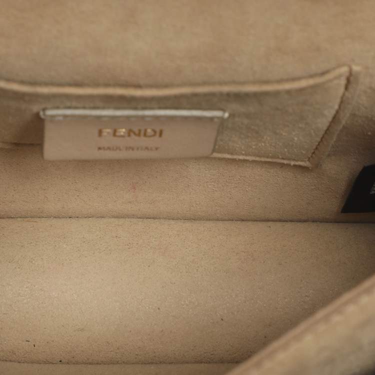 Pre Owned Fendi Kan I Small Black/Brown FF Leather Shoulder Bag