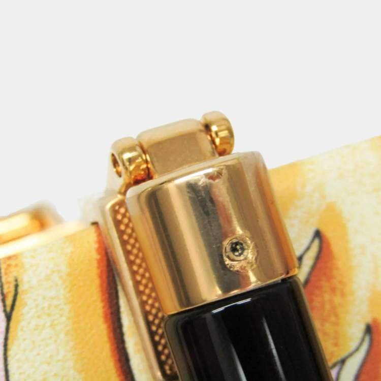 Pre Owned Fendi Fendace Mini Sunshine Shopper Leather Coated Canvas Handbag Gold Pink White