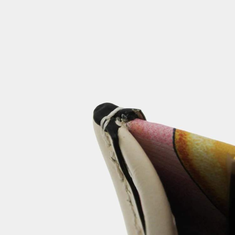 Pre Owned Fendi Fendace Mini Sunshine Shopper Leather Coated Canvas Handbag Gold Pink White