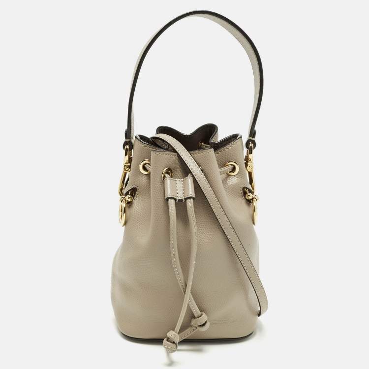 Pre Owned Fendi Mon Tresor Mini Leather Drawstring Bucket Bag