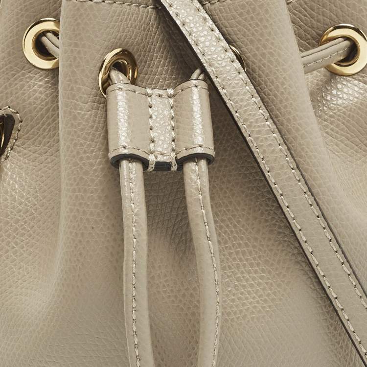Pre Owned Fendi Mon Tresor Mini Leather Drawstring Bucket Bag