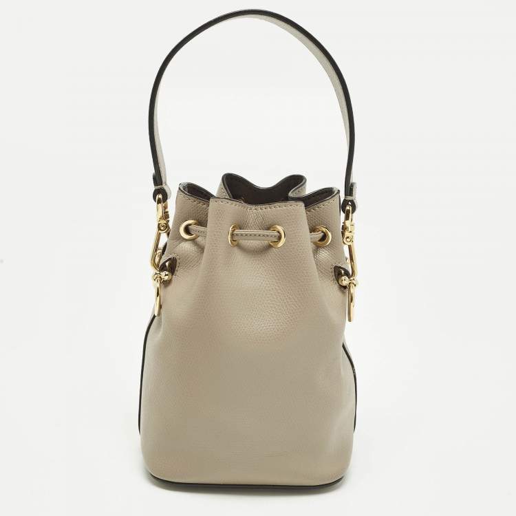 Pre Owned Fendi Mon Tresor Mini Leather Drawstring Bucket Bag