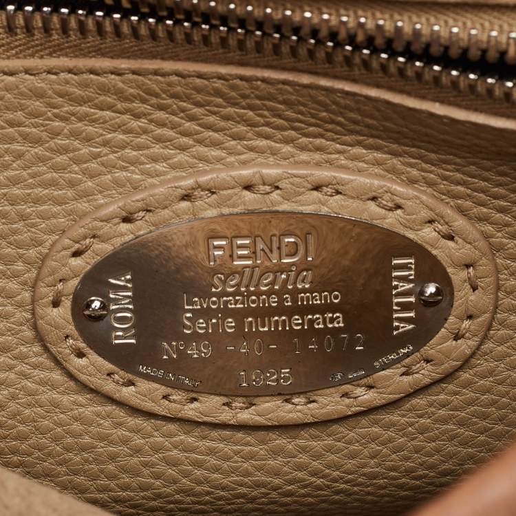 Pre Owned Fendi Peekaboo Medium Brown Leather Selleria Top Handle Bag