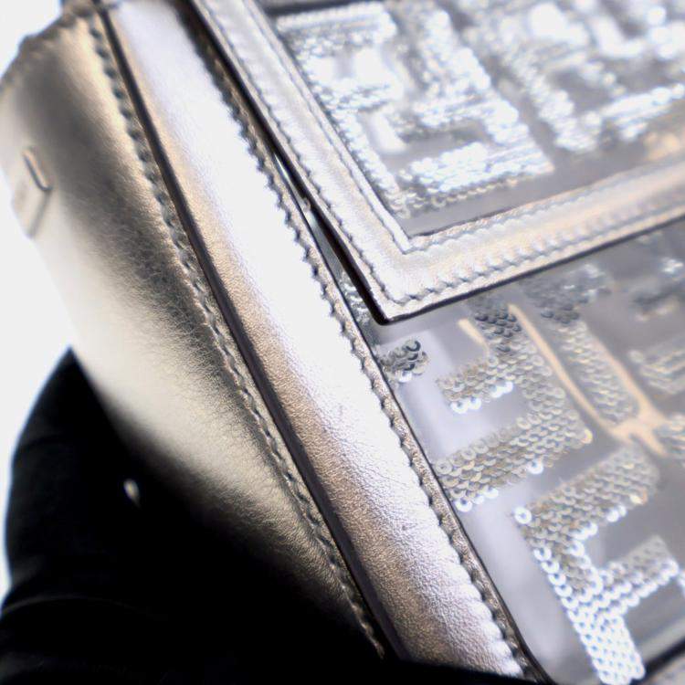 Pre Owned Fendi Medium Silver Sequin PVC Baguette
