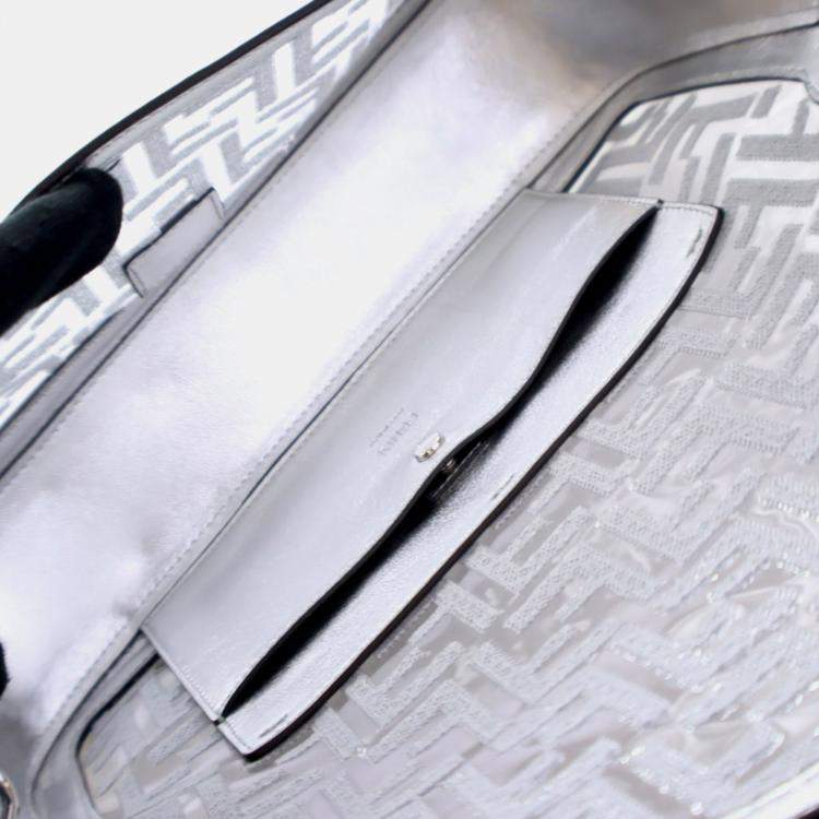 Pre Owned Fendi Medium Silver Sequin PVC Baguette