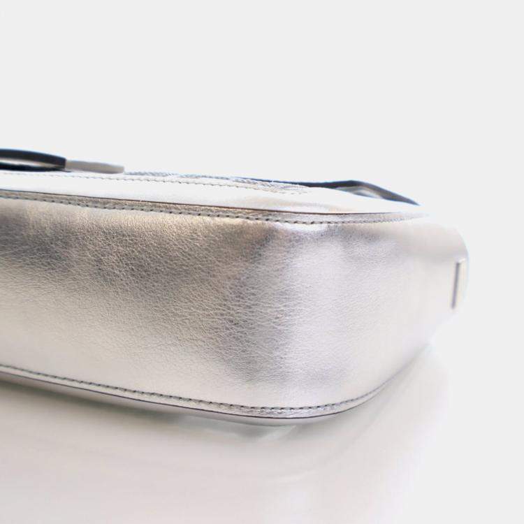 Pre Owned Fendi Medium Silver Sequin PVC Baguette