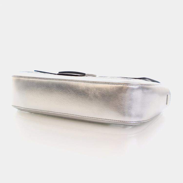 Pre Owned Fendi Medium Silver Sequin PVC Baguette