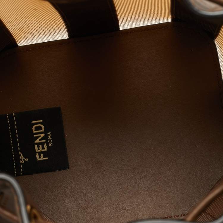 Pre Owned Fendi Mon Tresor Pequin Mini Brown Mesh and Leather Bucket Bag