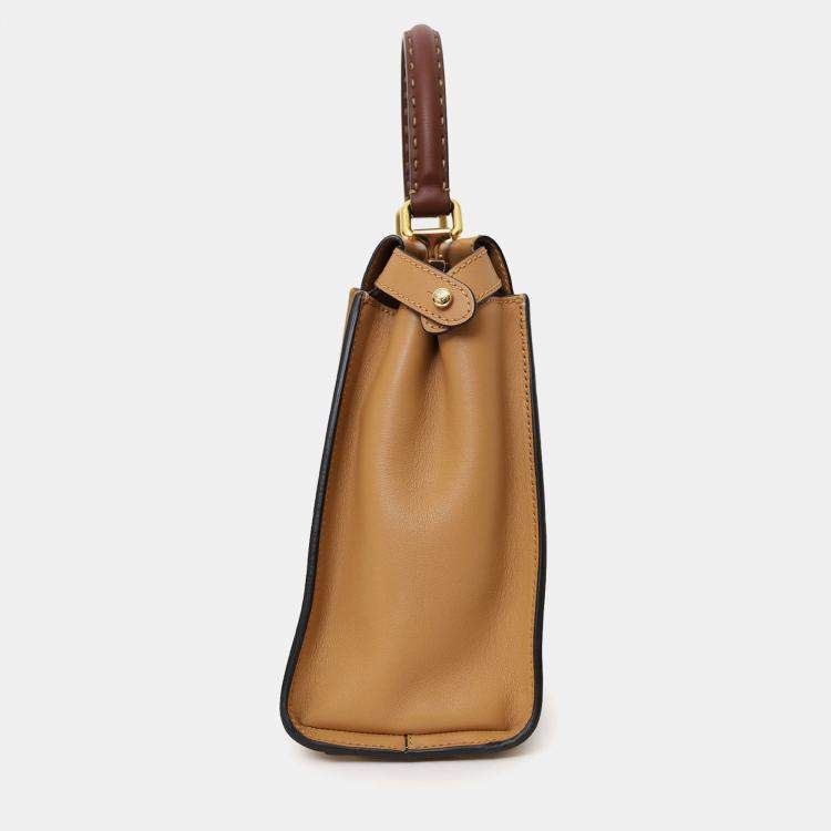 Pre Owned Fendi Brown Leather Peekaboo Medium Bag With Strap