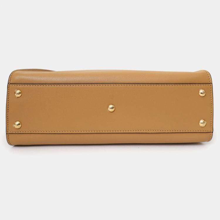 Pre Owned Fendi Brown Leather Peekaboo Medium Bag With Strap