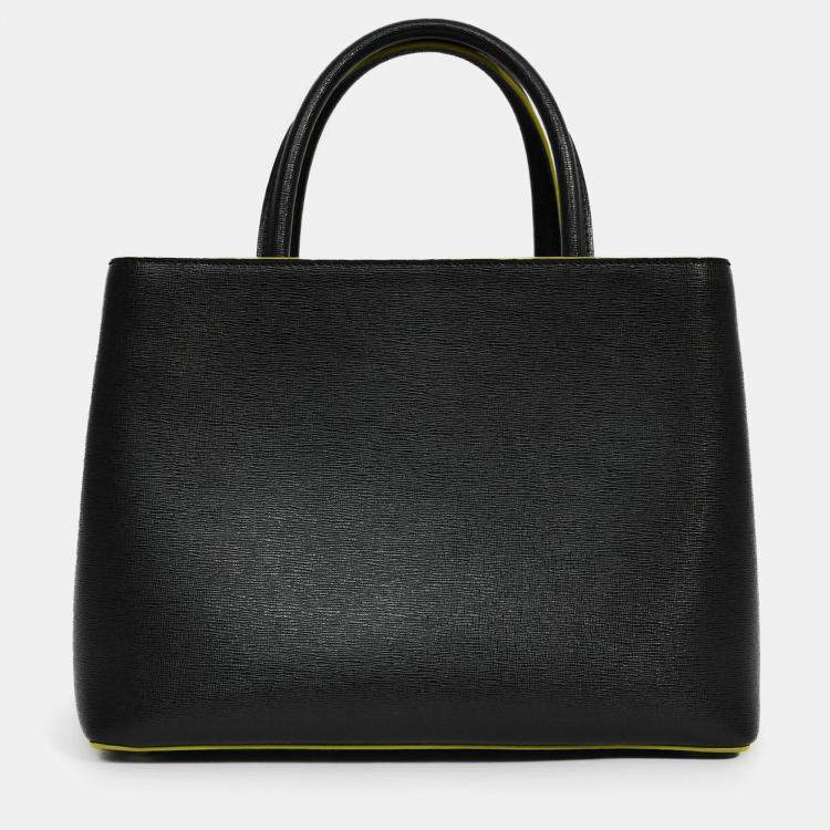 Pre Owned Fendi Black/Multi Shearling Petite 2Jours Tote