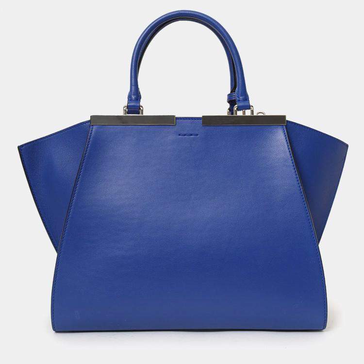 Pre Owned Fendi Blue Leather 3Jours Tote Bag With Strap