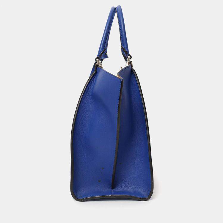 Pre Owned Fendi Blue Leather 3Jours Tote Bag With Strap