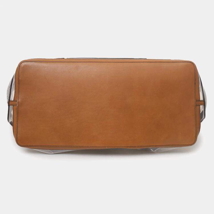 Pre Owned Fendi Brown Vinyl/Leather/Fur Forever Patch Pocket Tote