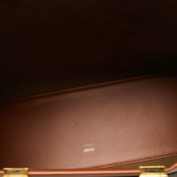 Pre Owned Fendi Sunshine Medium Brown Leather Shopper Tote