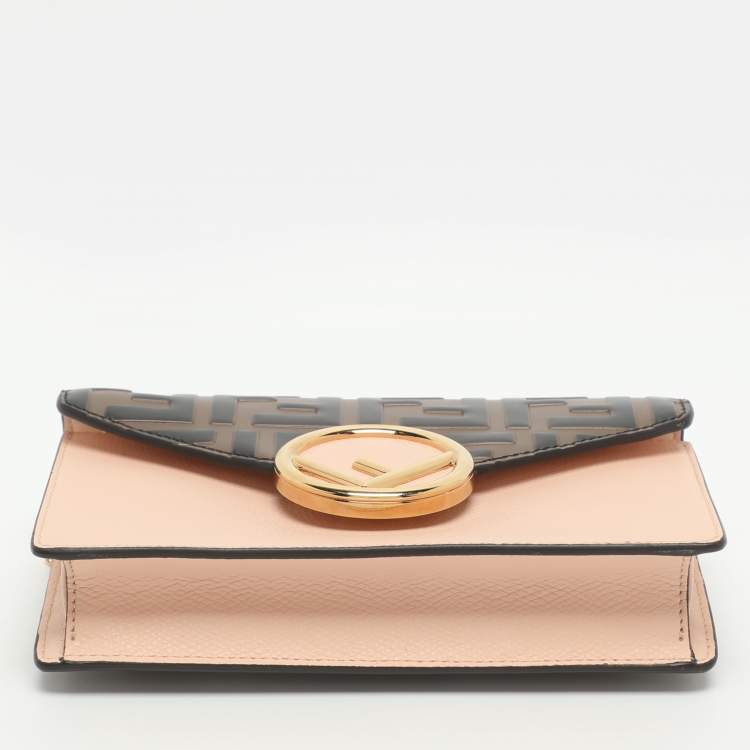 Pre Owned Fendi F is Fendi Pink/Brown FF Embossed Leather Belt Bag