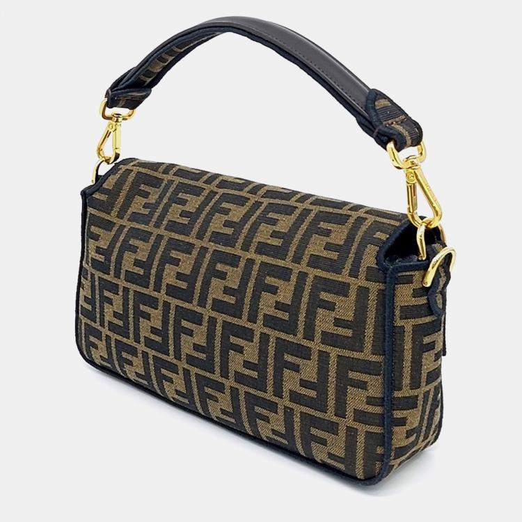 Pre Owned Fendi Brown Canvas Zucca Baguette Bag (8BR600)