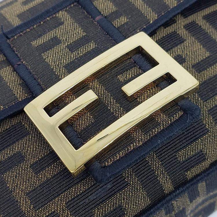 Pre Owned Fendi Brown Canvas Zucca Baguette Bag (8BR600)