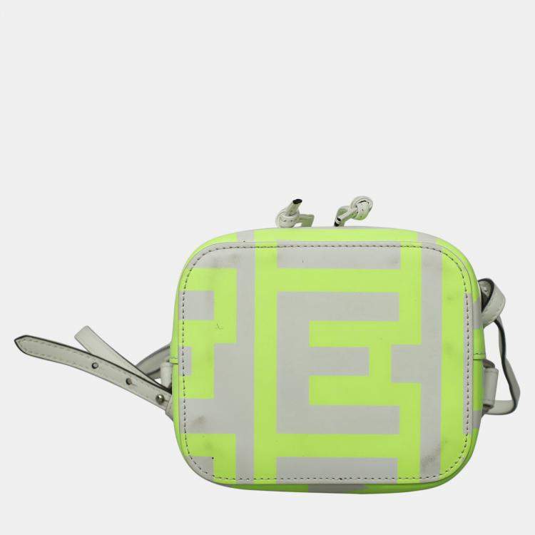 Pre Owned Fendi X Marc Jacobs Mon Tresor Green, White Suede Mini Bucket Bag