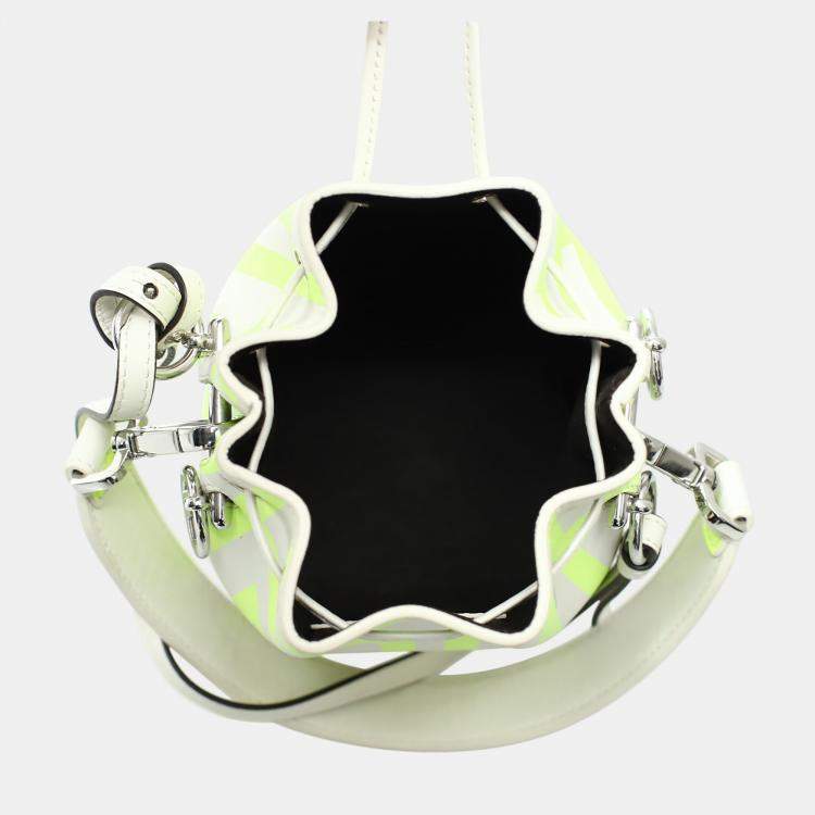 Pre Owned Fendi X Marc Jacobs Mon Tresor Green, White Suede Mini Bucket Bag