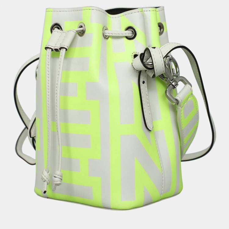 Pre Owned Fendi X Marc Jacobs Mon Tresor Green, White Suede Mini Bucket Bag
