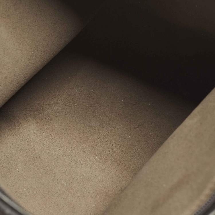 Pre Owned Fendi Logo Zip Grey/Black Zucca Velvet Flat Wristlet Clutch