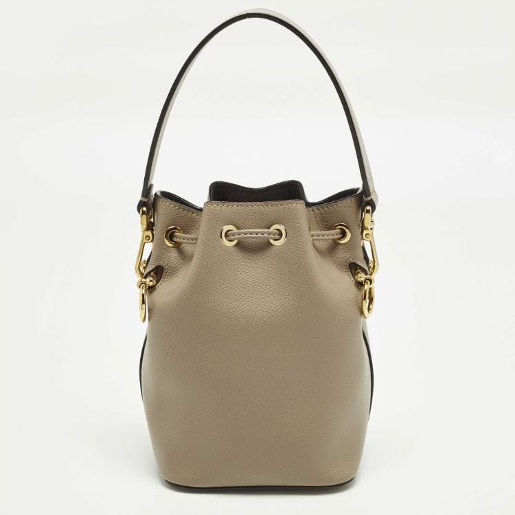 Pre Owned Fendi Mon Tresor Mini Beige Leather Bucket Bag