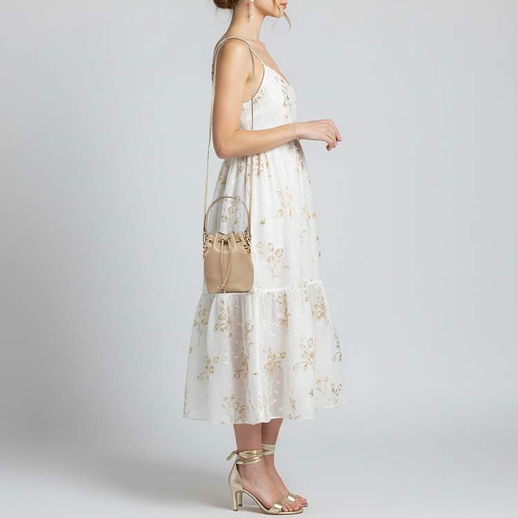 Pre Owned Fendi Mon Tresor Mini Beige Leather Bucket Bag