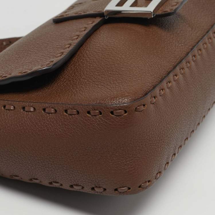 Pre Owned Fendi Baguette Medium Brown Selleria Leather Bag