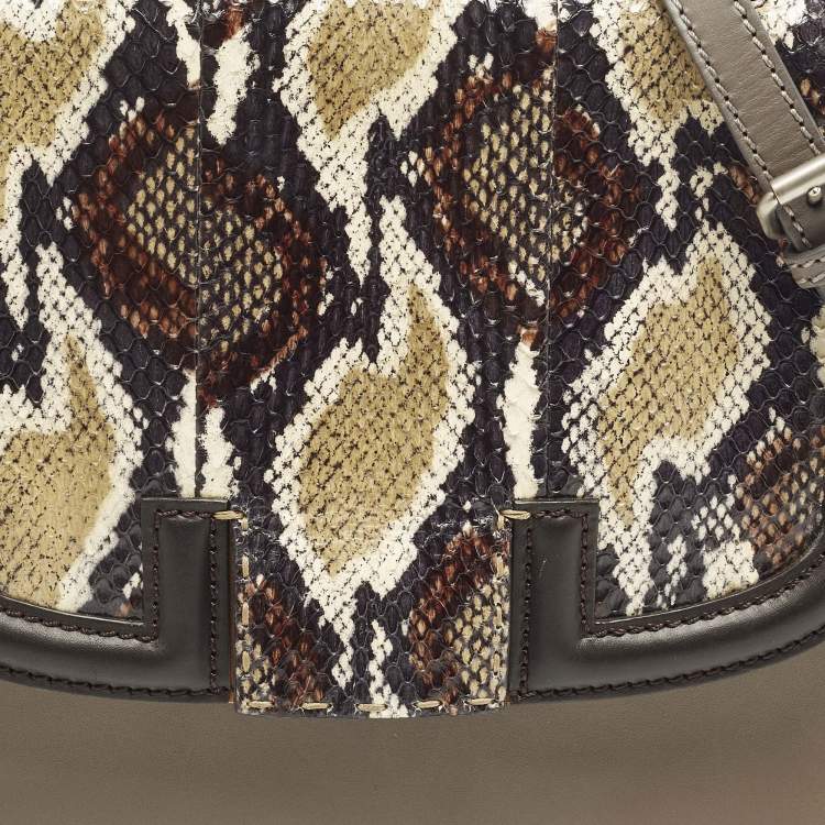 مملوكة مسبقًا Fendi Silvana Multicolor Leather and Water Snake Top Handle Bag