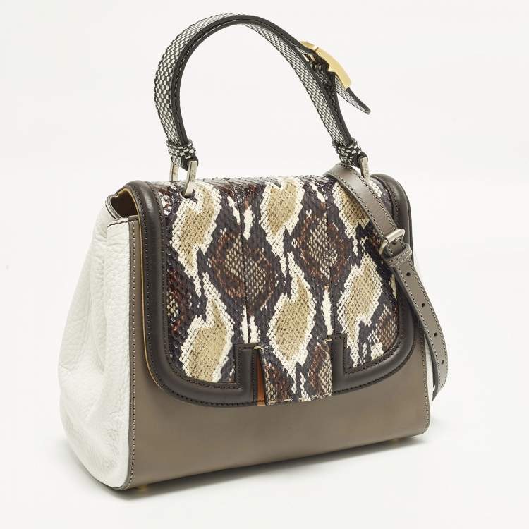 مملوكة مسبقًا Fendi Silvana Multicolor Leather and Water Snake Top Handle Bag