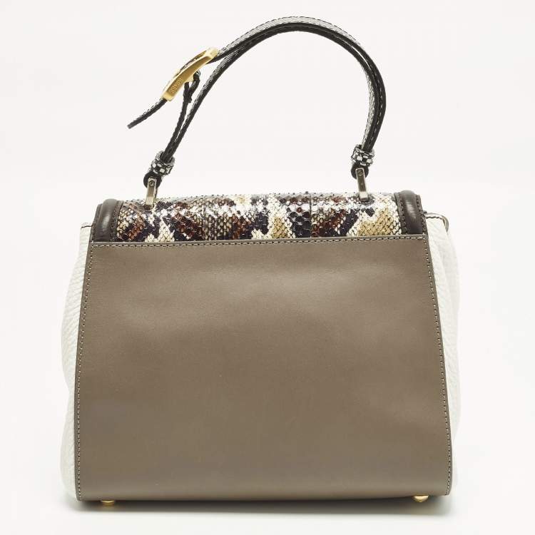 مملوكة مسبقًا Fendi Silvana Multicolor Leather and Water Snake Top Handle Bag