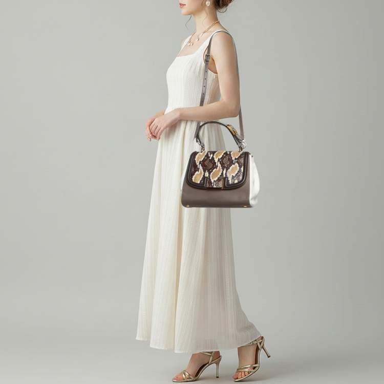 مملوكة مسبقًا Fendi Silvana Multicolor Leather and Water Snake Top Handle Bag
