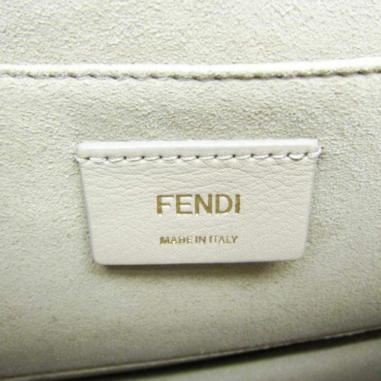 مملوكة مسبقًا Fendi KAN I Velvet Leather Shoulder Bag Light Blue Navy Yellow
