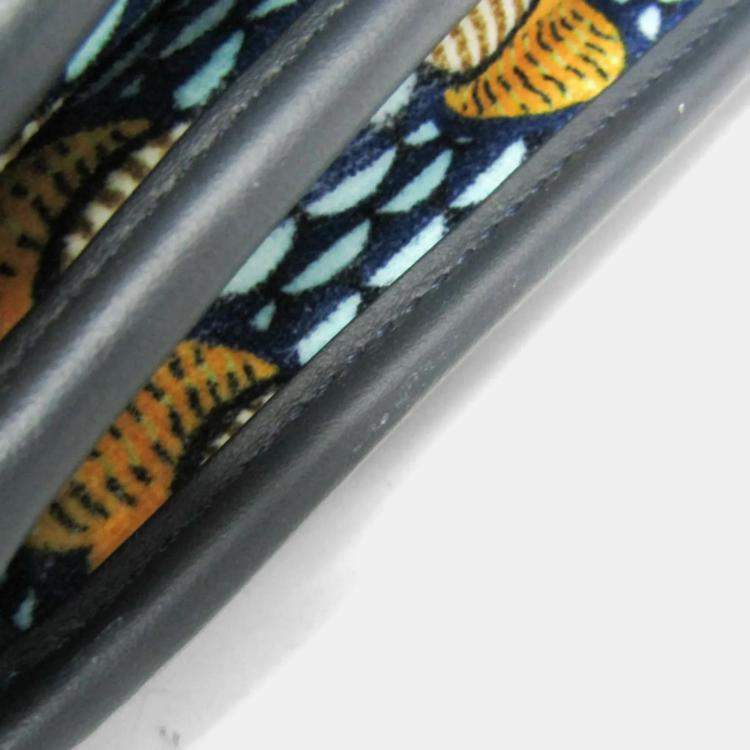 مملوكة مسبقًا Fendi KAN I Velvet Leather Shoulder Bag Light Blue Navy Yellow