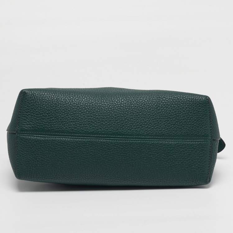 Pre Owned Fendi By The Way Selleria Medium Dark Green/Grey Leather Top Handle Bag