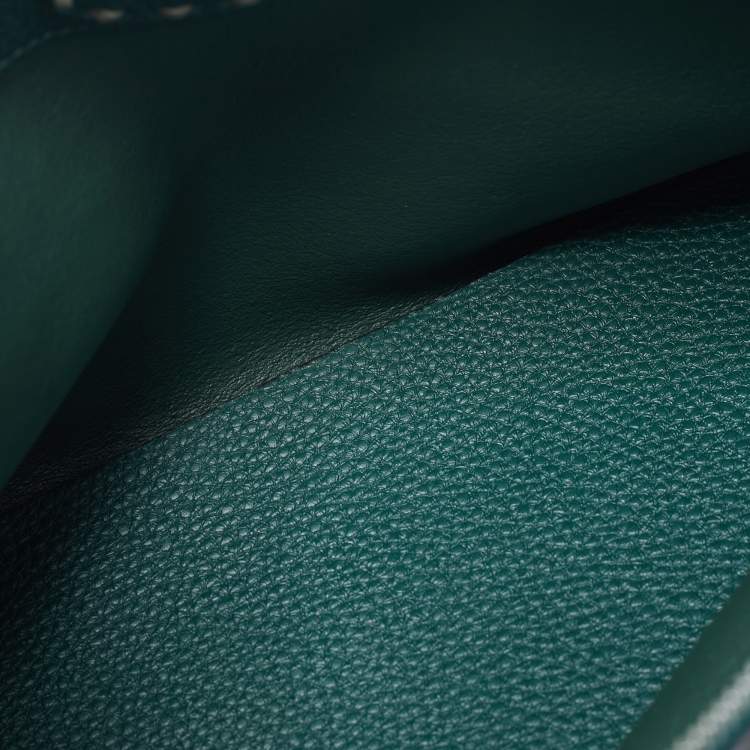 Pre Owned Fendi By The Way Selleria Medium Dark Green/Grey Leather Top Handle Bag