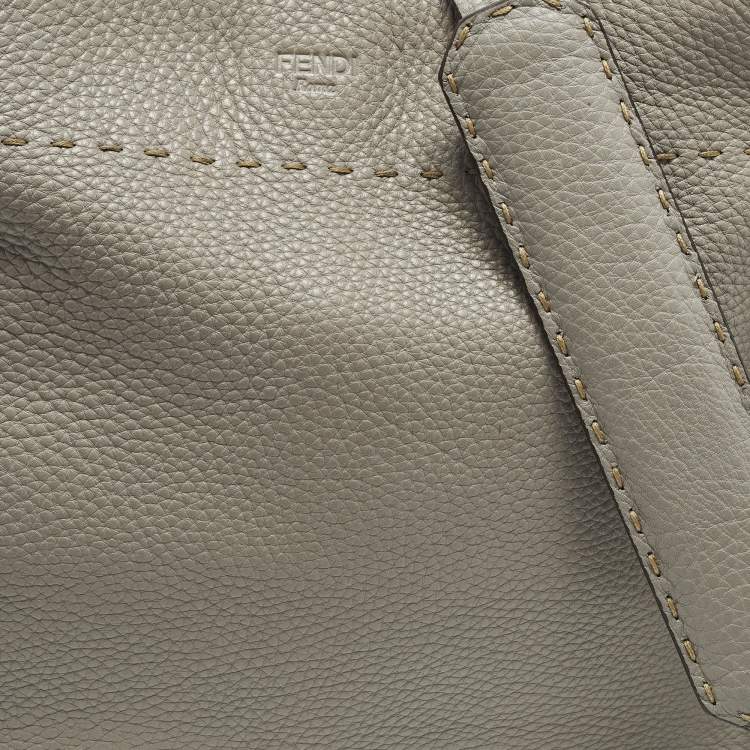 Pre Owned Fendi Anna Grey Selleria Leather Bucket Bag