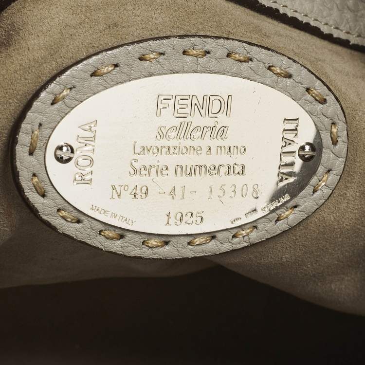 Pre Owned Fendi Anna Grey Selleria Leather Bucket Bag