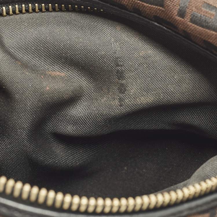 مملوكة مسبقًا Fendi Pocket Chef Black/Brown Zucchino Fabric and Leather Hobo