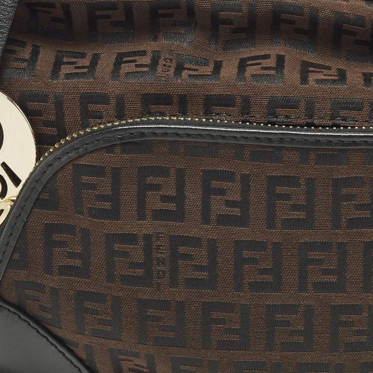 مملوكة مسبقًا Fendi Pocket Chef Black/Brown Zucchino Fabric and Leather Hobo