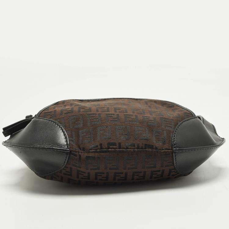 مملوكة مسبقًا Fendi Pocket Chef Black/Brown Zucchino Fabric and Leather Hobo