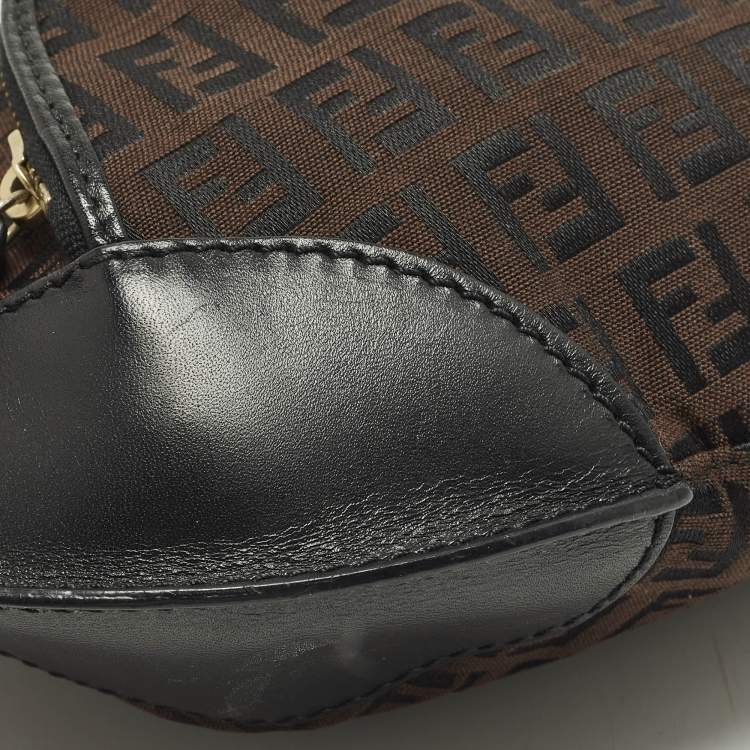 مملوكة مسبقًا Fendi Pocket Chef Black/Brown Zucchino Fabric and Leather Hobo