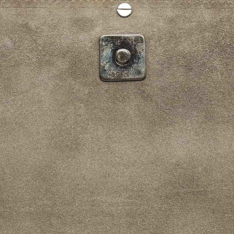 Pre Owned Fendi Logo Beige/Light Pink Plexiglass and Suede Clutch Bag