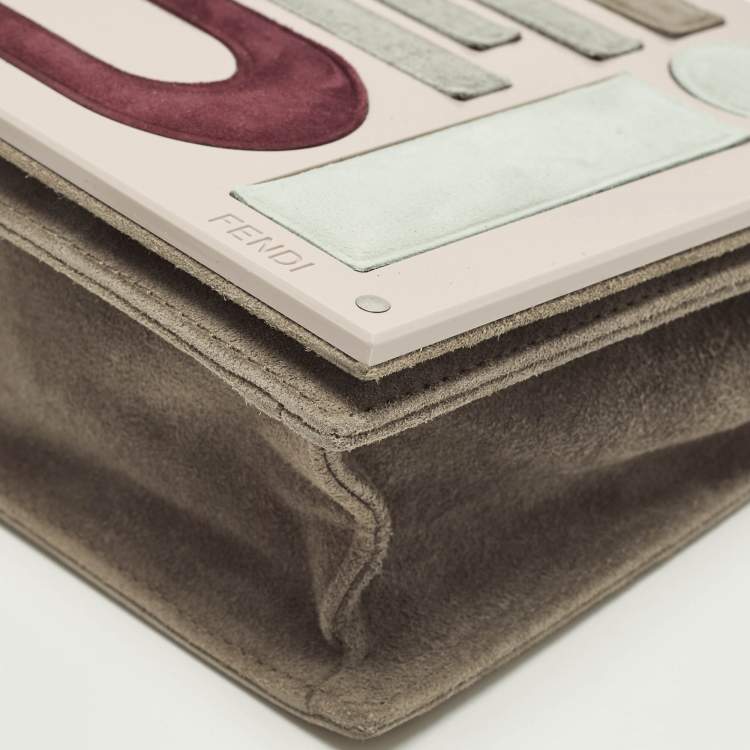 Pre Owned Fendi Logo Beige/Light Pink Plexiglass and Suede Clutch Bag