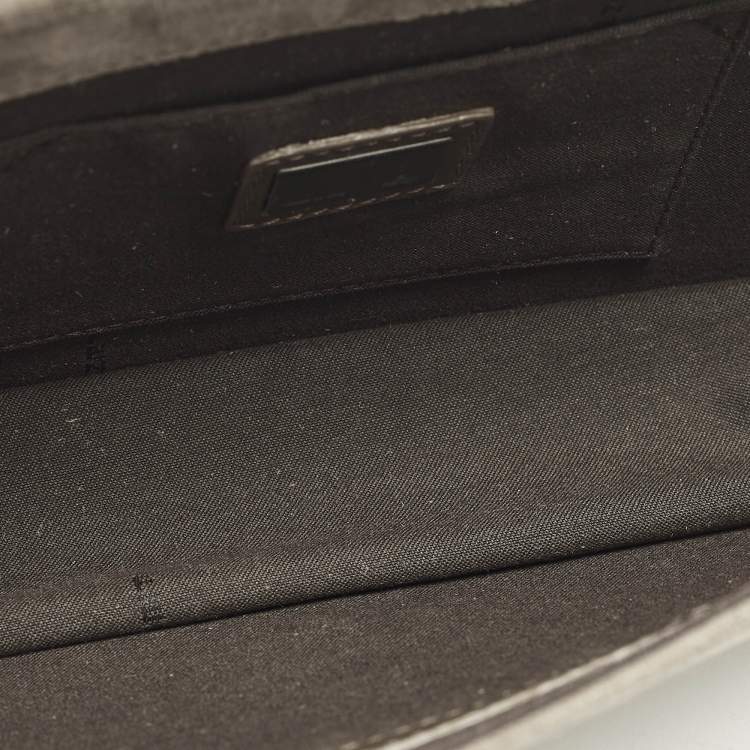 Pre Owned Fendi Logo Beige/Light Pink Plexiglass and Suede Clutch Bag