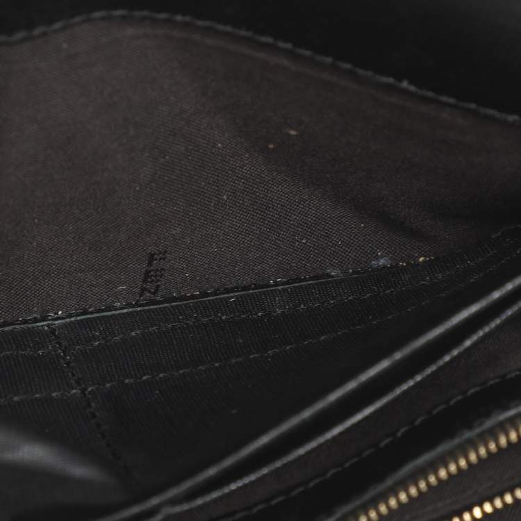 Pre Owned Fendi Black Leather Flap Continental Wallet