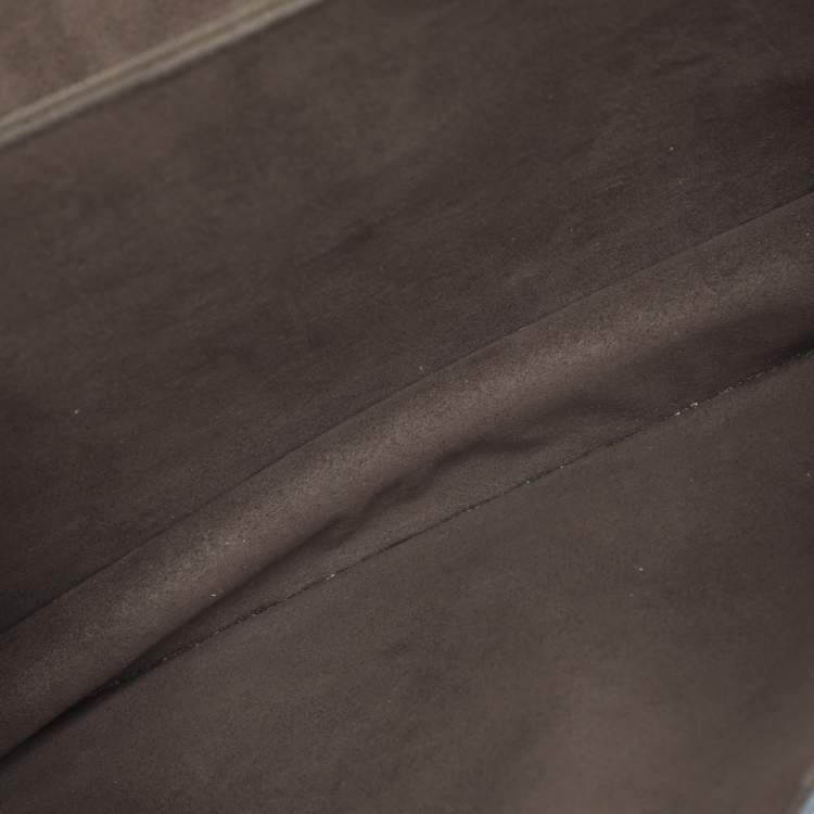 Pre Owned Fendi Scalloped Kan I Medium Dark Beige Leather Shoulder Bag