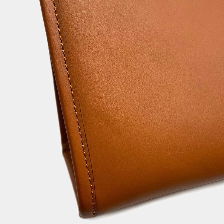 Pre Owned Fendi Tote Bag Sunshine Brown Calf Leather Size Medium